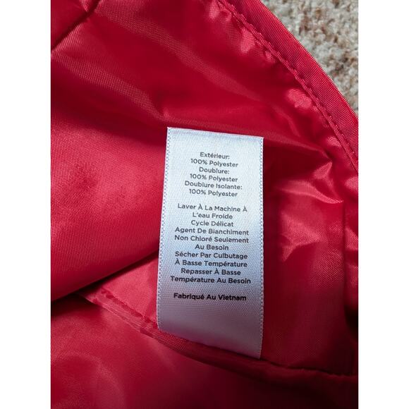 TALBOTS puffer Vest, size XL, Red/Coral & white stripe, classic styling - Picture 6 of 7